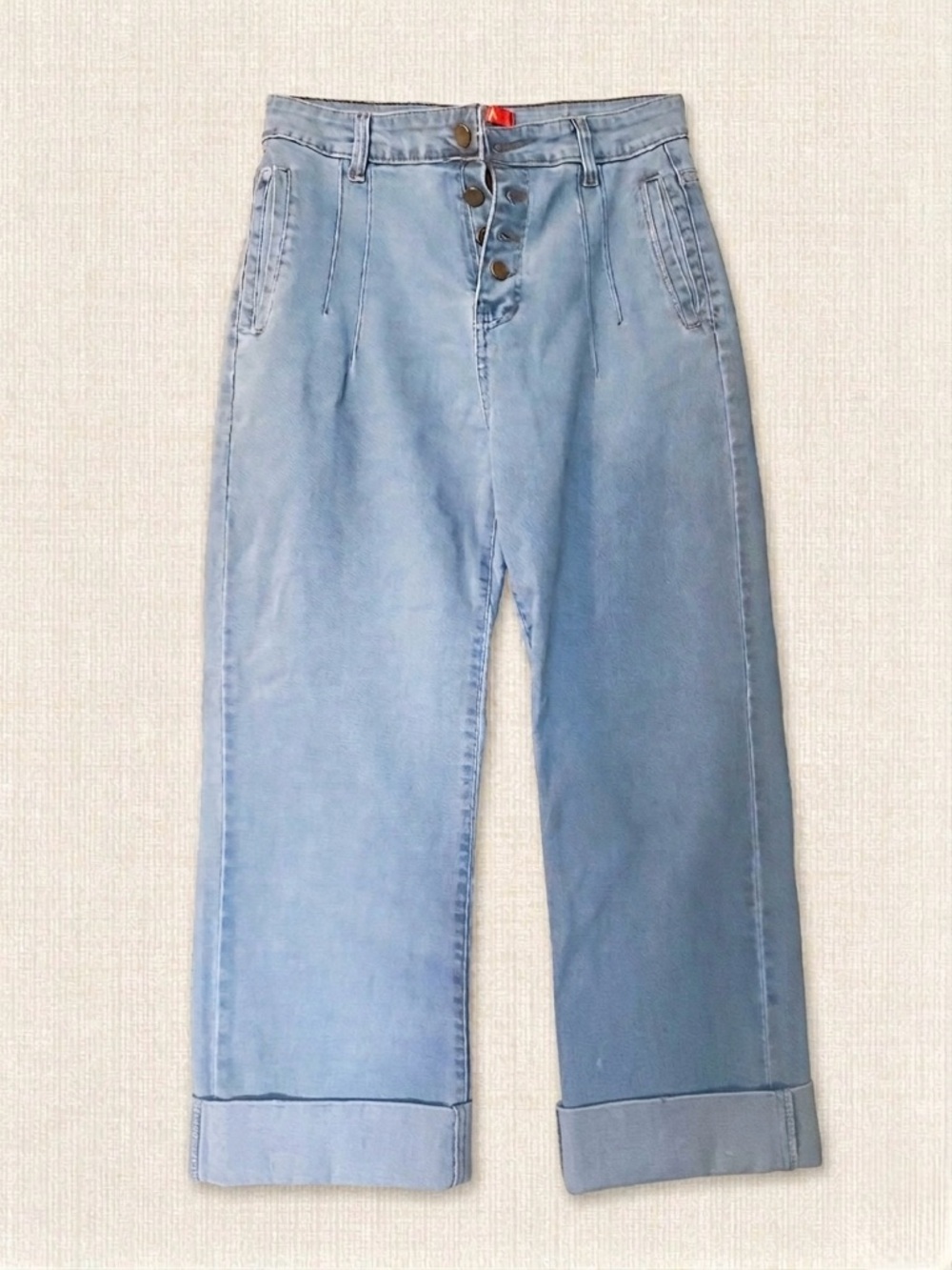 Light Blue Boyfriend Jeans with Button-Fly
